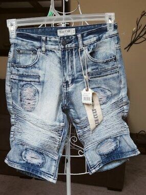 NWT Blue Cult boys jean shorts sz 14 Distressed